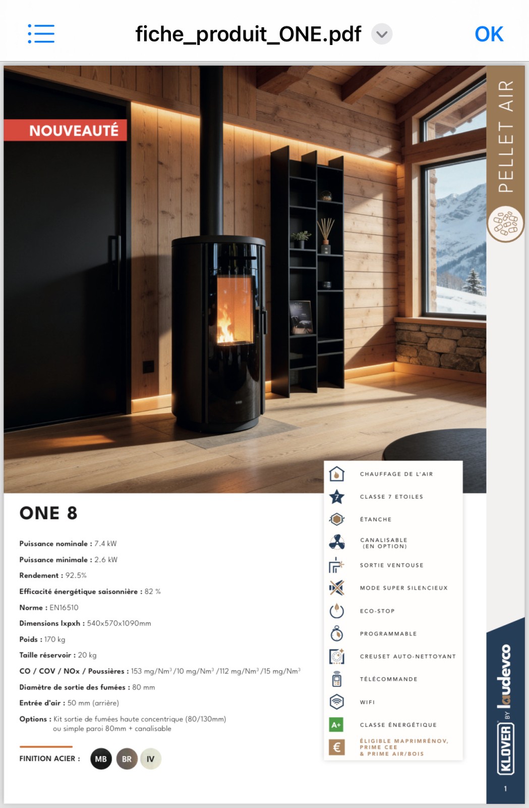 KLOVER One 8 poêle à granulés sortie double flux canalisable dans le Var 83