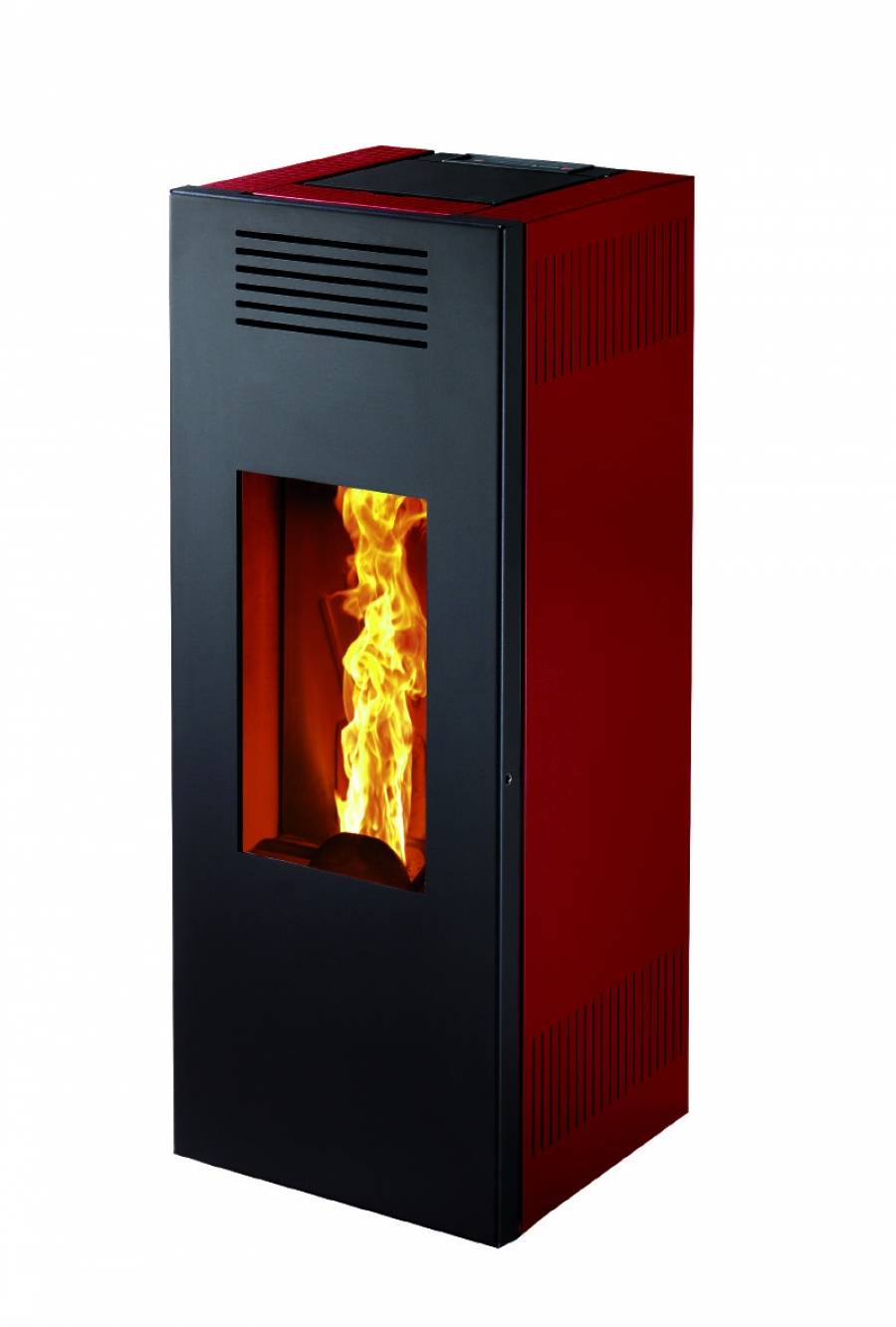 poêle à granulé deville rubia rouge atrier d'eco saint maximin dans le var