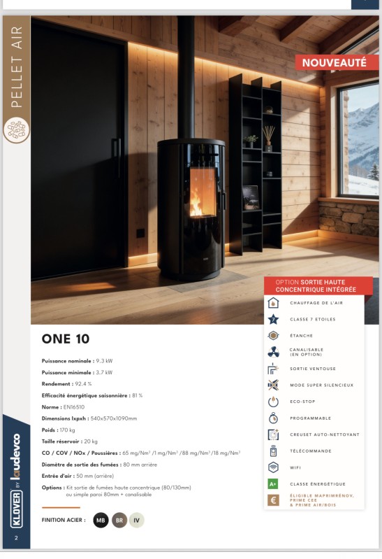 KLOVER One 8 poêle à granulés sortie double flux canalisable dans le Var 83