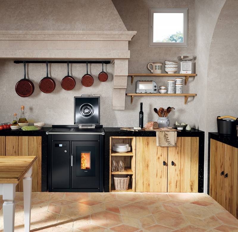 Cuisinière piano Bois & Granulés KLOVER Hydro connecté wifi de qualité dans le var près de saint maximin 83
