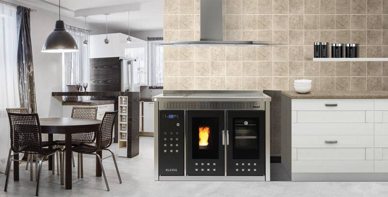 Cuisinière piano Bois & Granulés KLOVER Hydro connecté wifi de qualité dans le var près de saint maximin 83