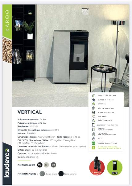 Poele à granulés KLOVER VERTICAL réservoir de 45Kg Accus fonte convection naturelle 2024 sur Brignoles dans le VAR 83
